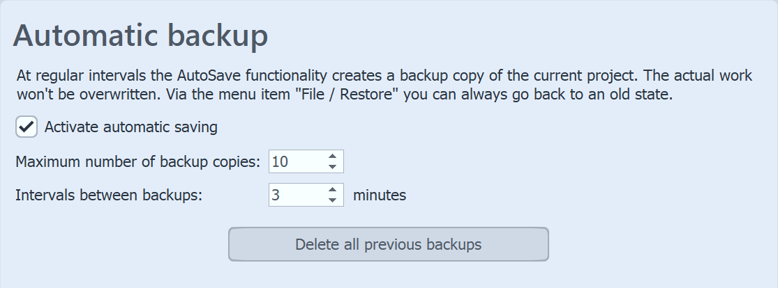 Automatic backup settings