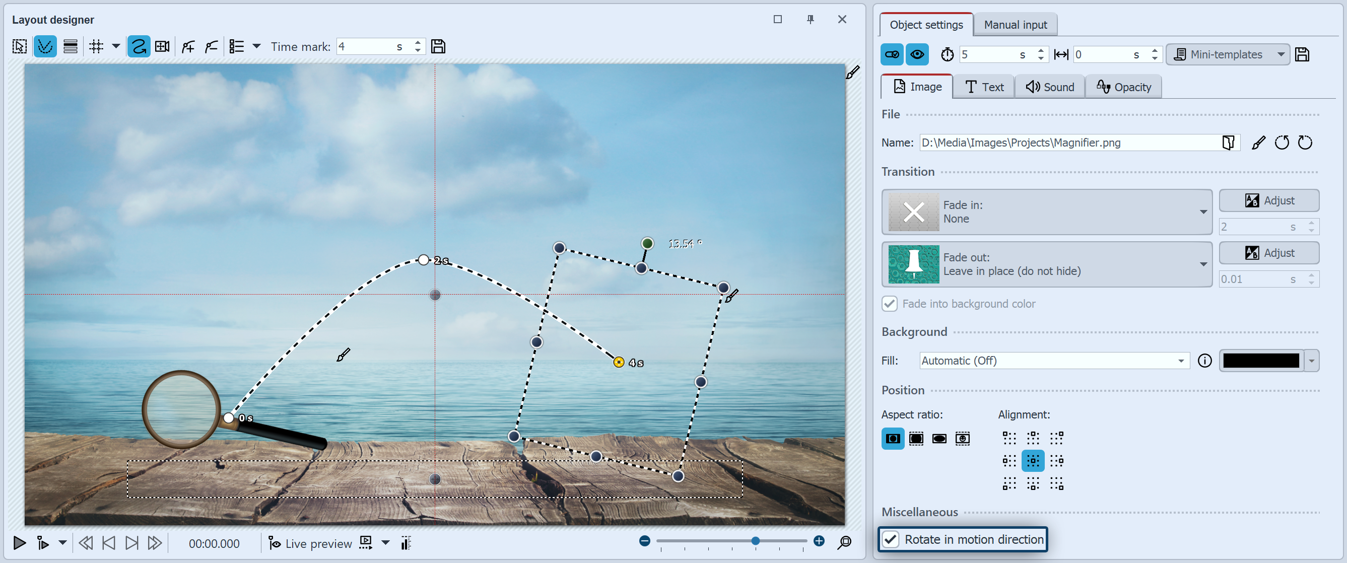 View of the Layout designer and Properties