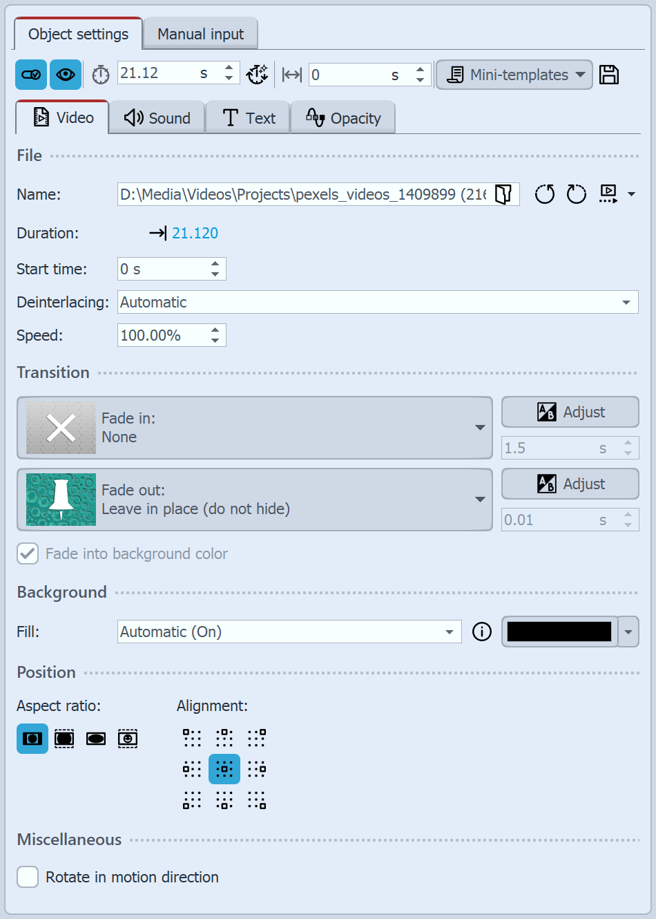 Properties for Video object