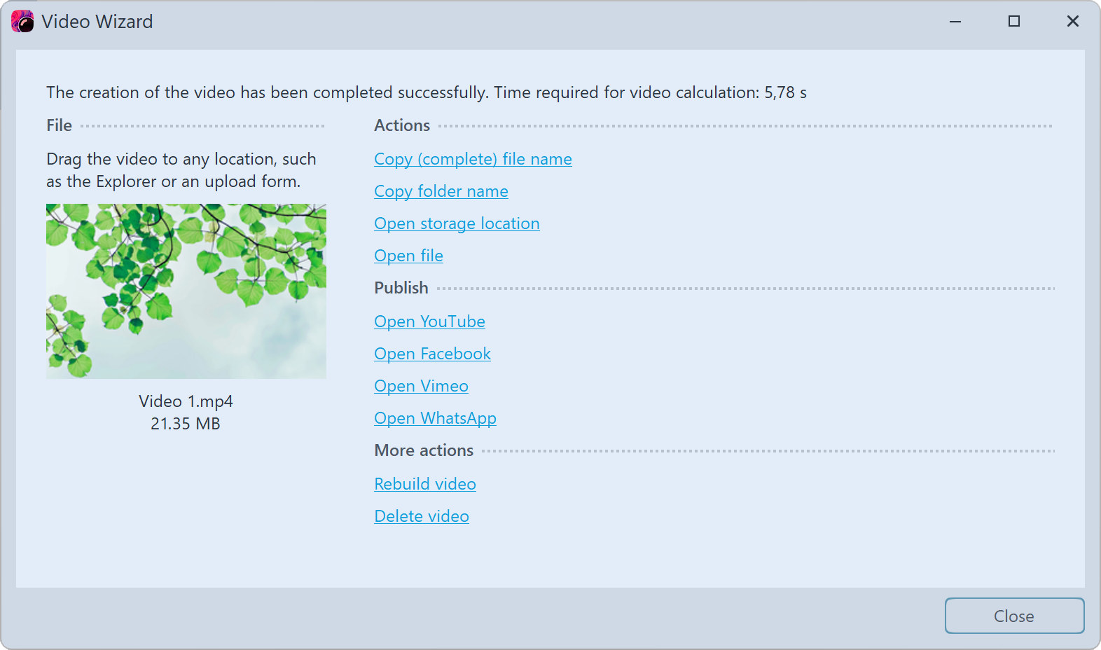 Output result