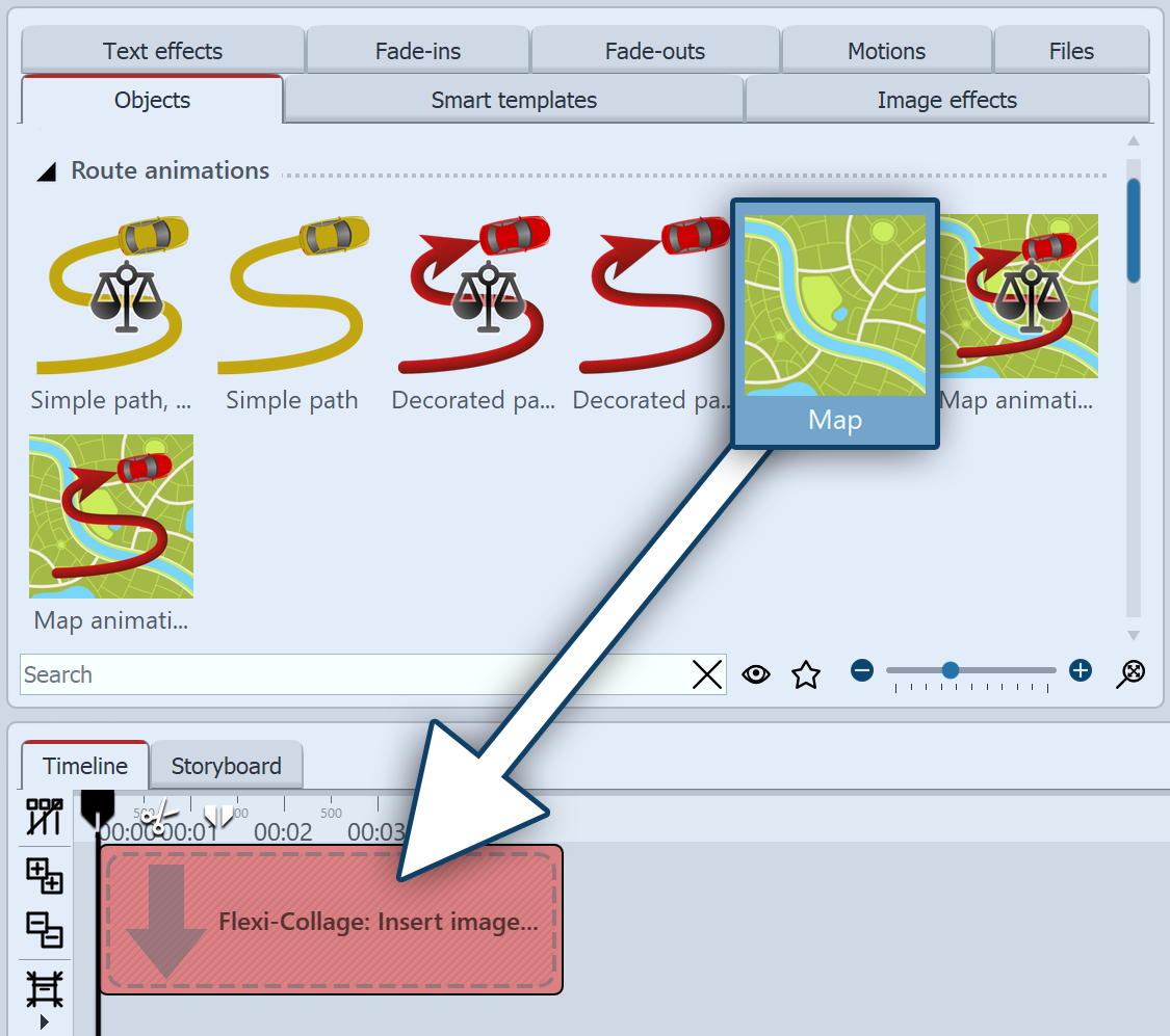 Dragging a map into a flexi-collage