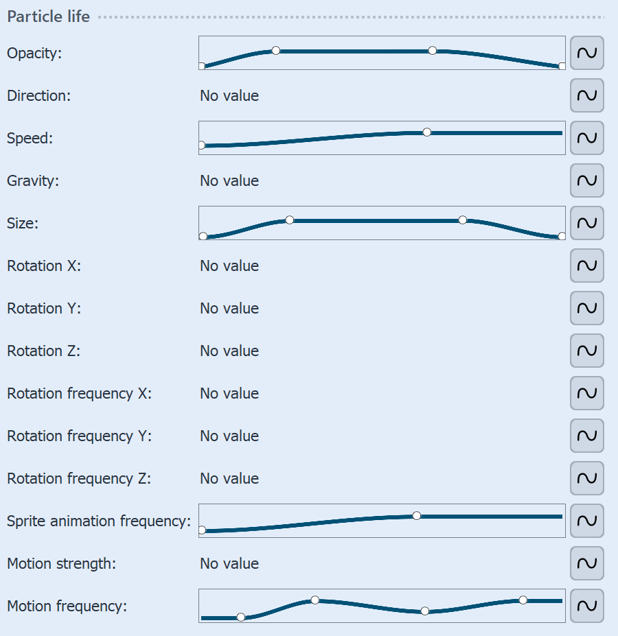 Settings for particle life