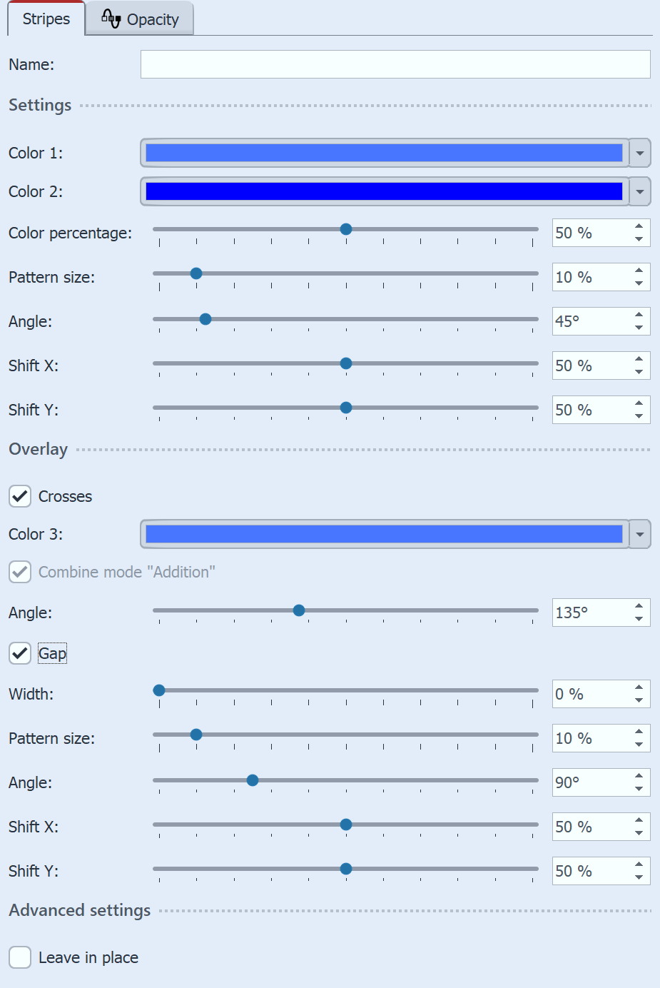 Settings for stripes