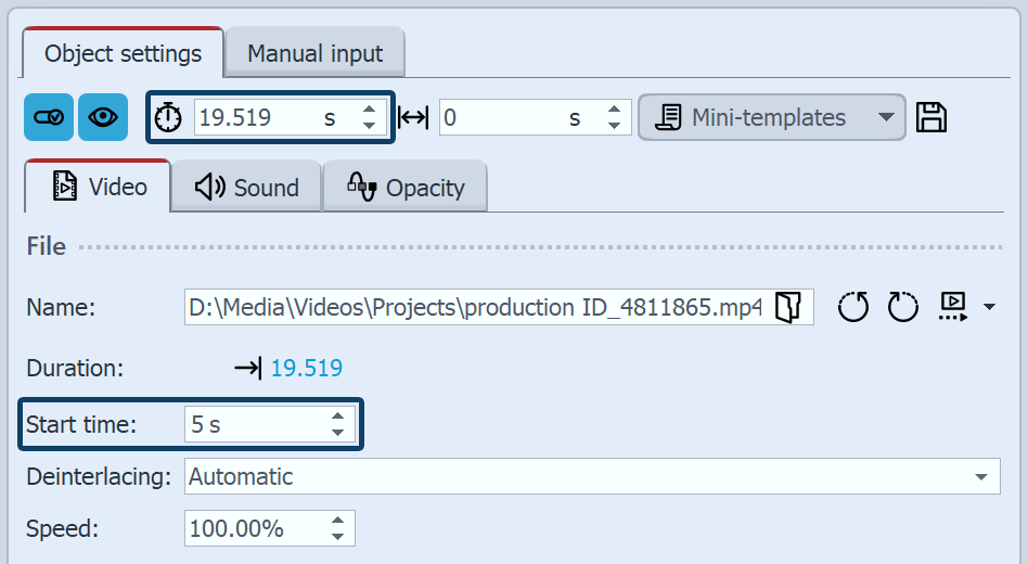 Shortening the beginning and end of the video