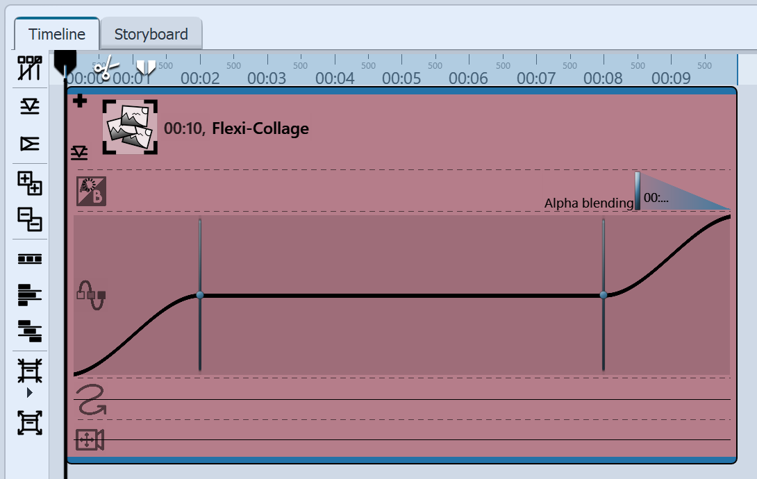 Keyframe track in the Timeline