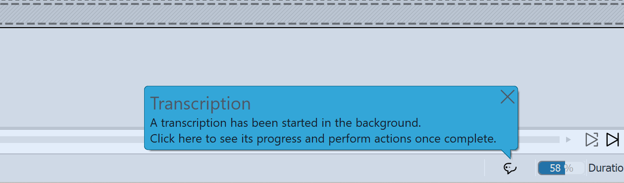 Transcription symbol on the Timeline