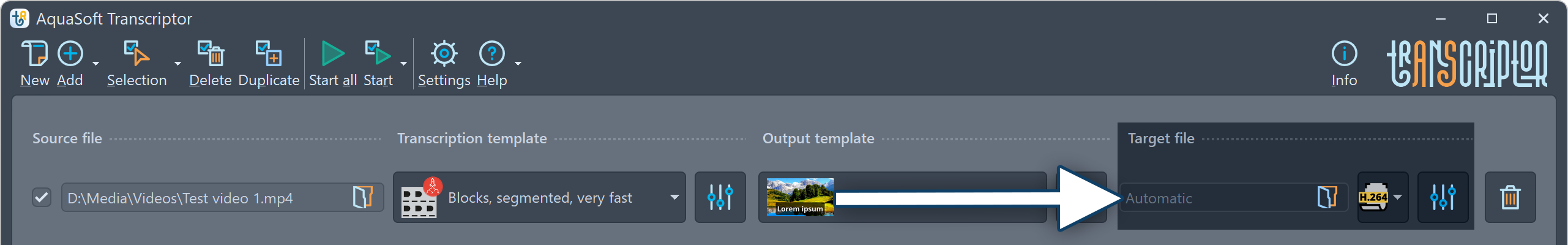 Settings for target file