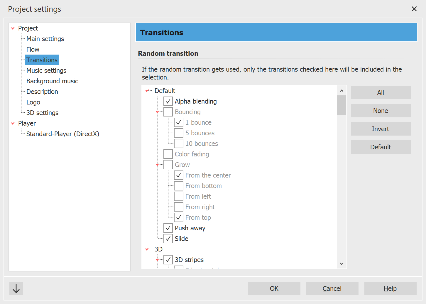 Selection for random transitions