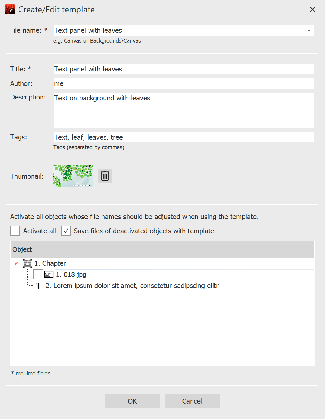 Settings for own object