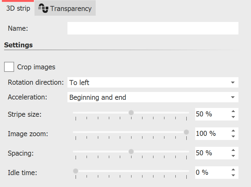 Settings 3D strip