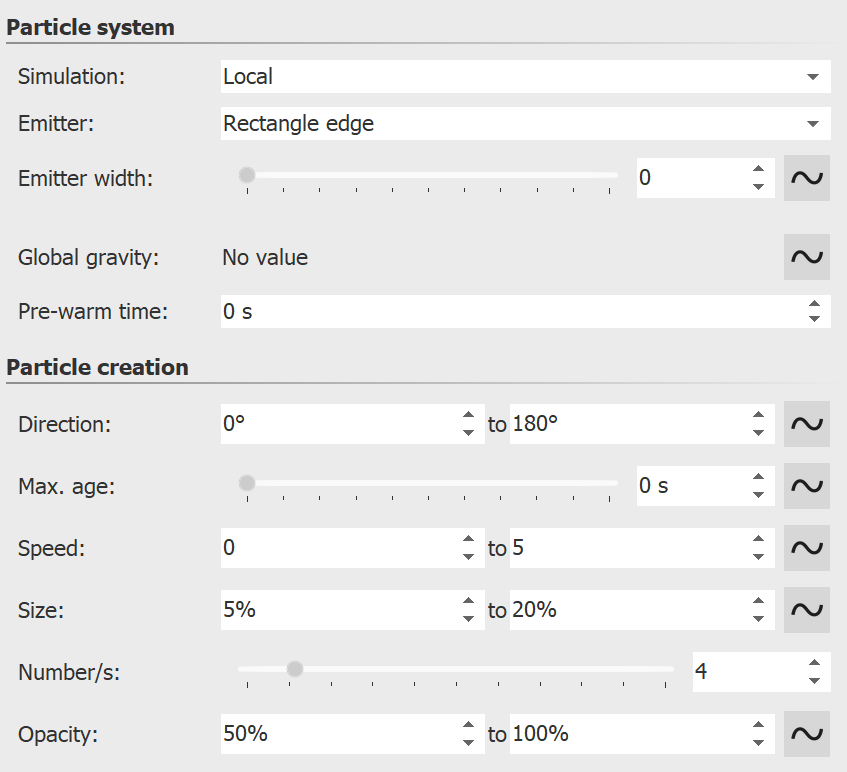 First settings for particle object