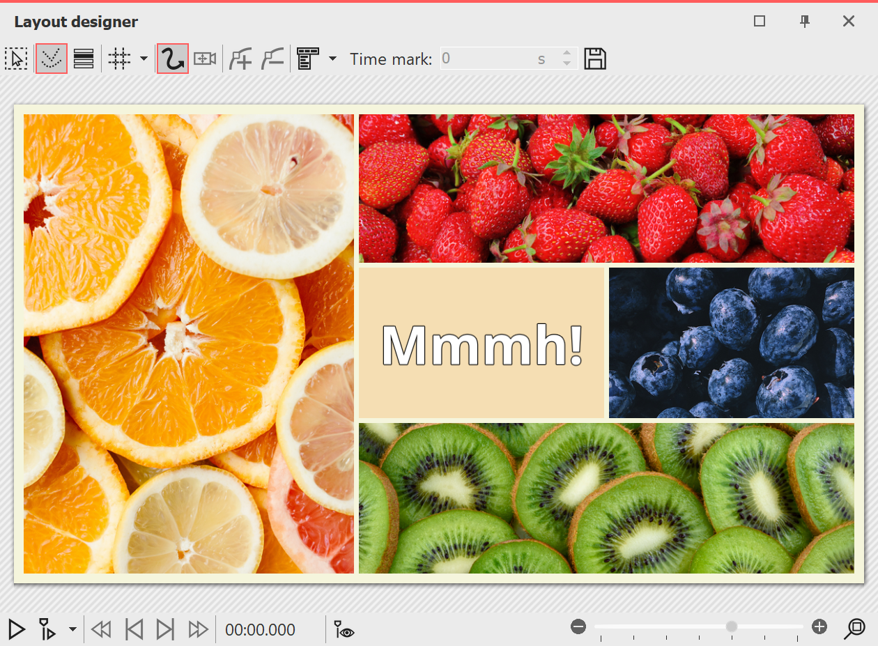 Layout with sublayout, colored rectangle and font