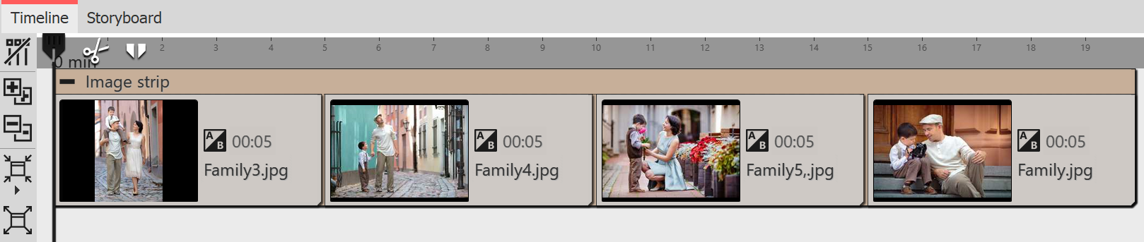 Filled Image strip in the Timeline