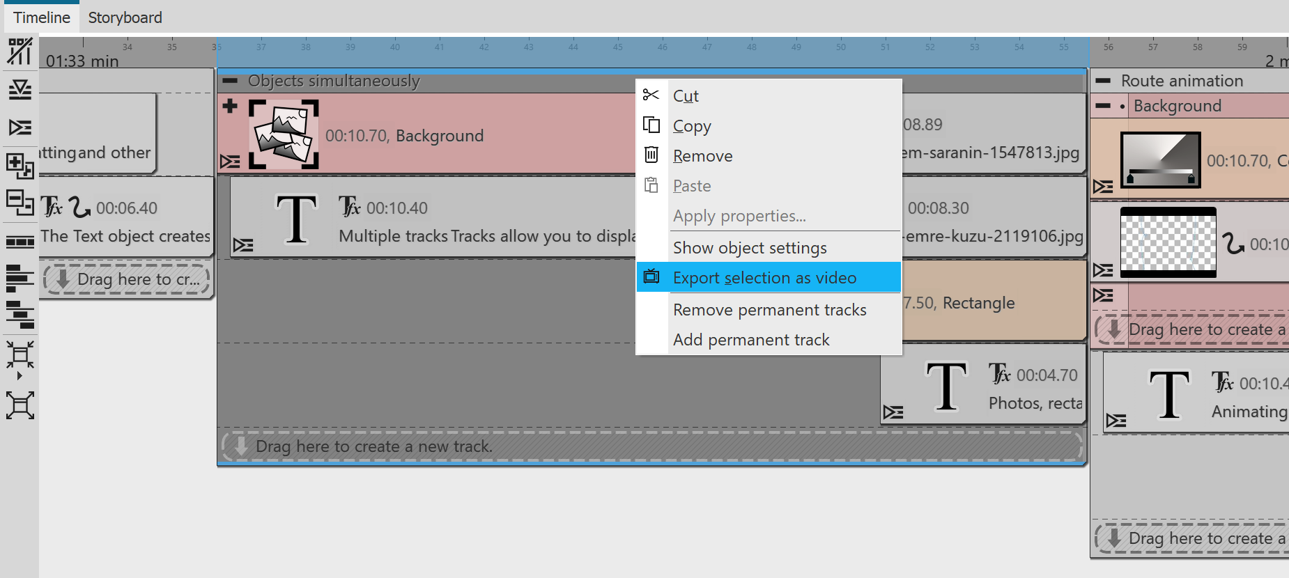 Export selection as video (Stages)