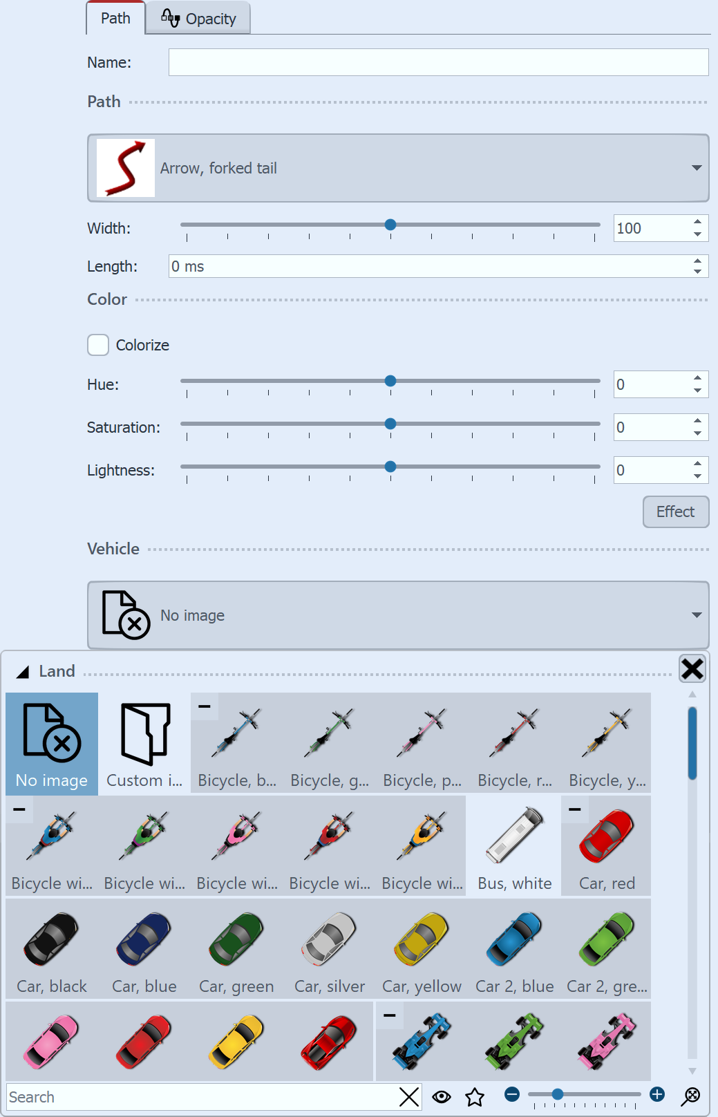 Settings for Dek. Path