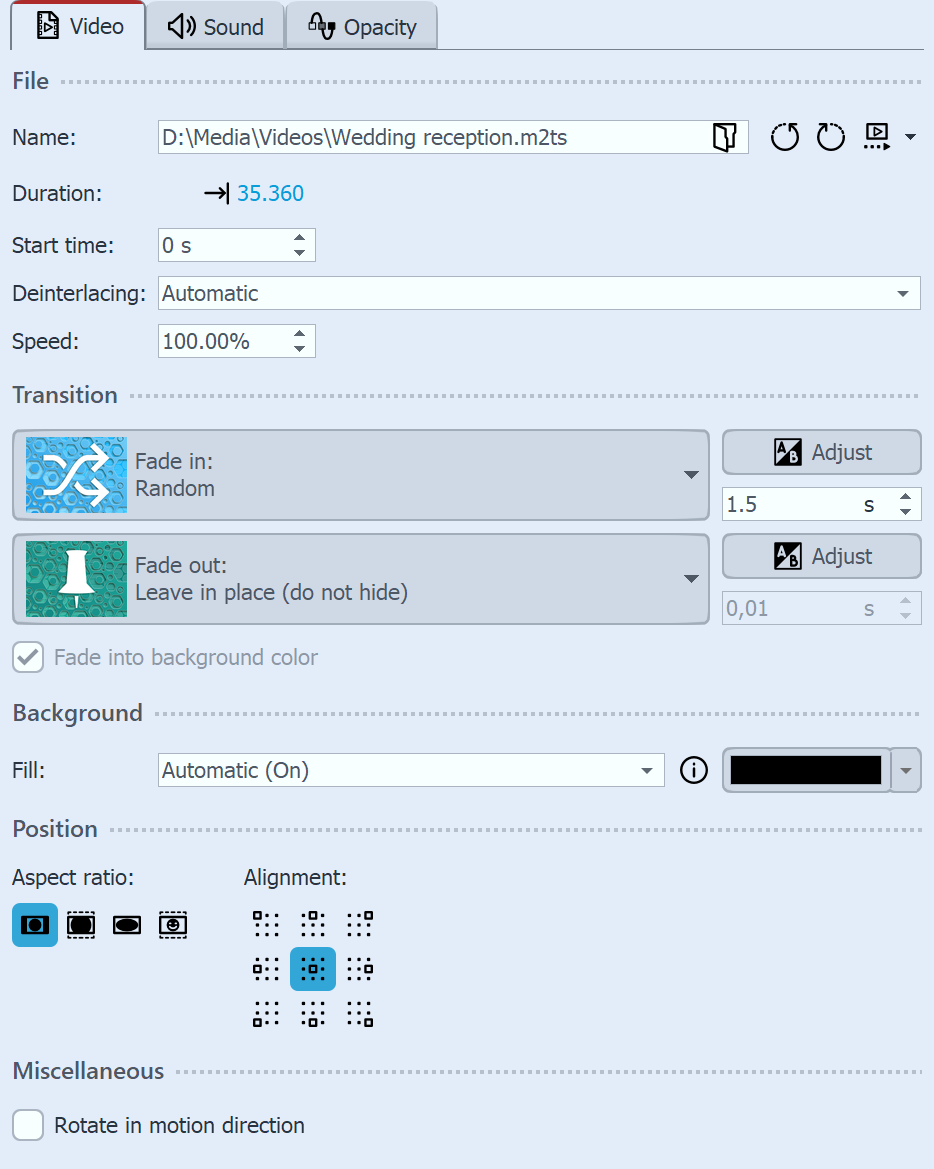 Properties for Video Object