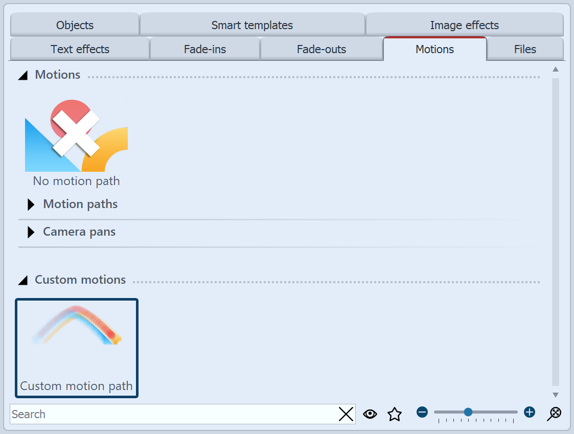 Custom motion path in the Toolbox