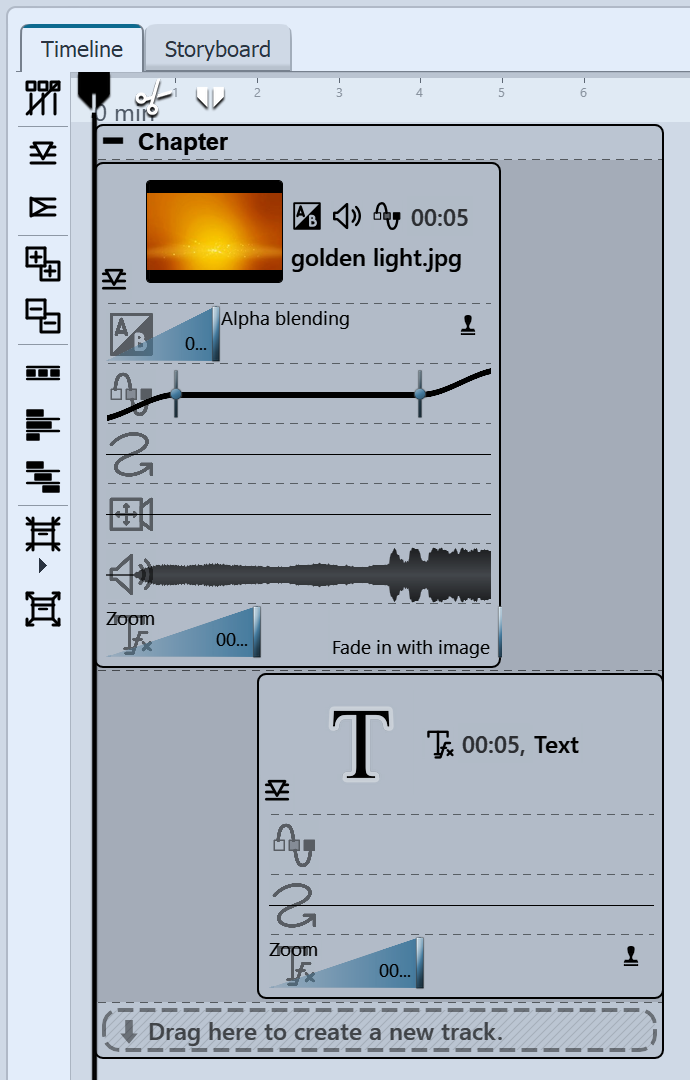 Timeline with keyframes