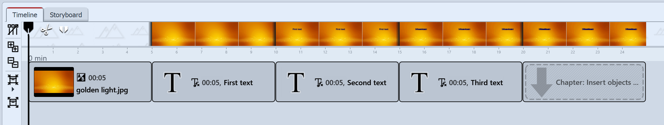 Multiple texts with Chapters in the Timeline