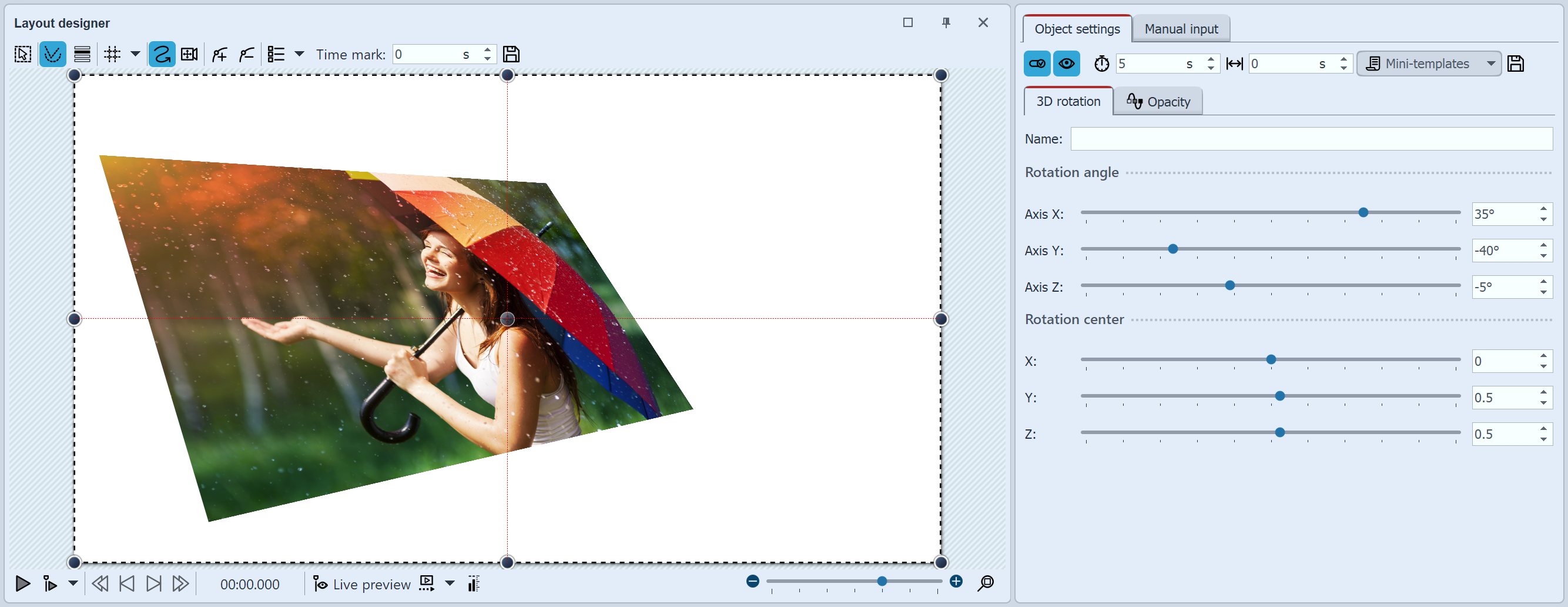 3D Rotation settings