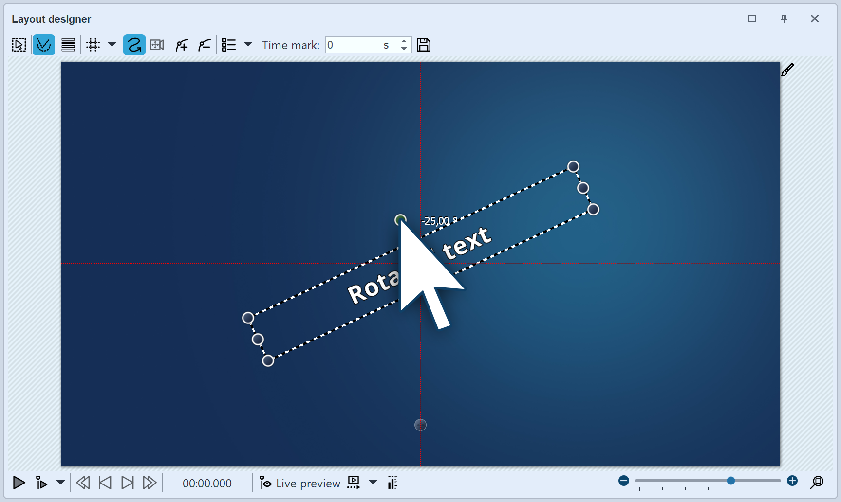 Rotate text in the Layout designer