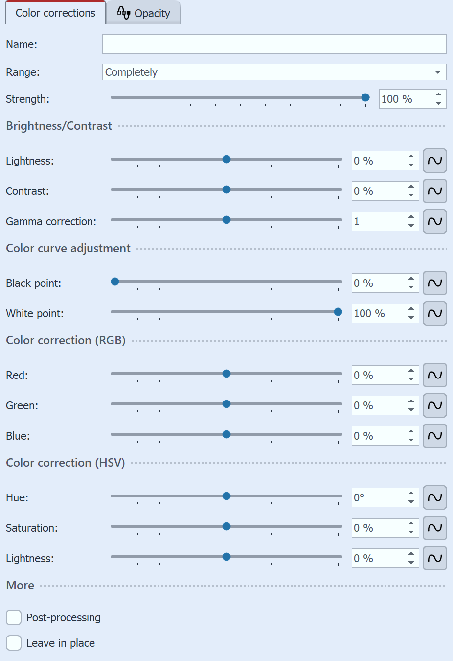 Color correction settings