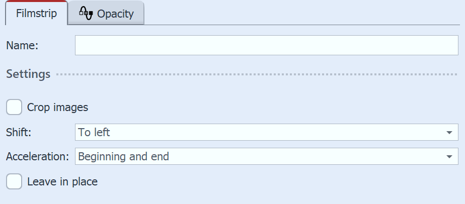 Settings for the Filmstrip