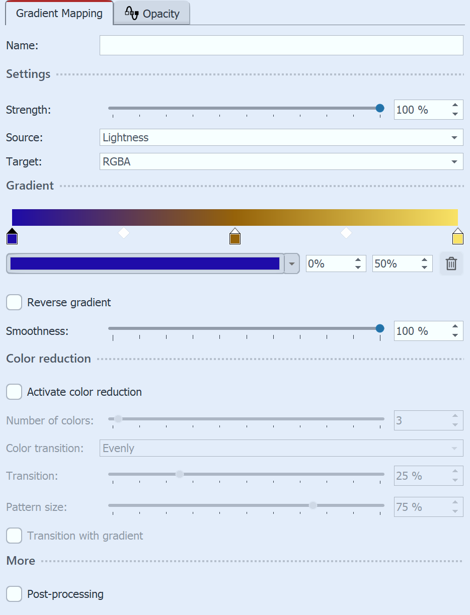 Settings for Gradient mapping