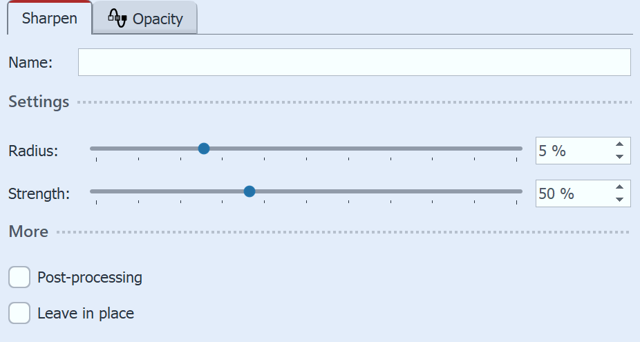 Settings for Sharpen