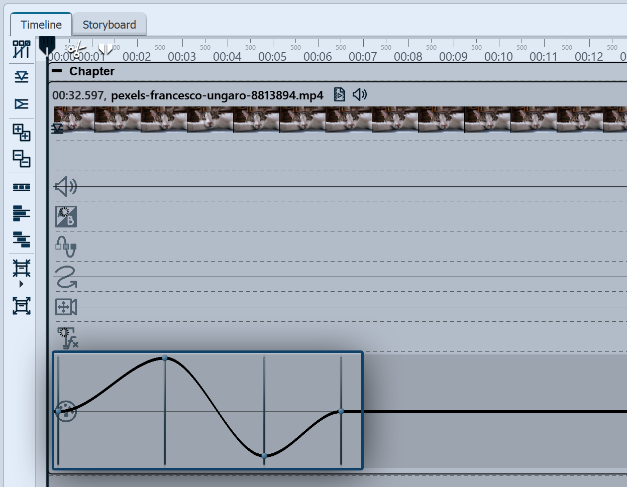 Curve for playback speed in the Timeline