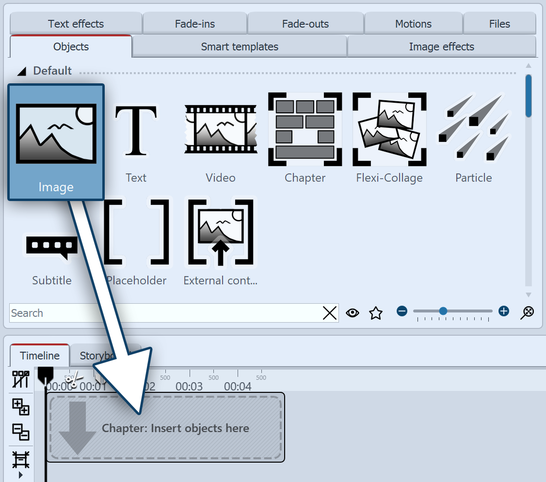 Drag image object into chapter