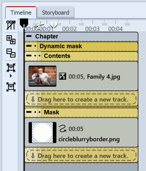 Dynamic mask effect in the timeline