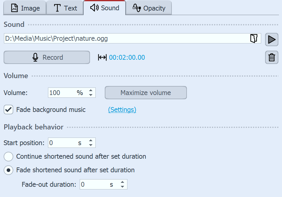 Adding or recording sound for an image