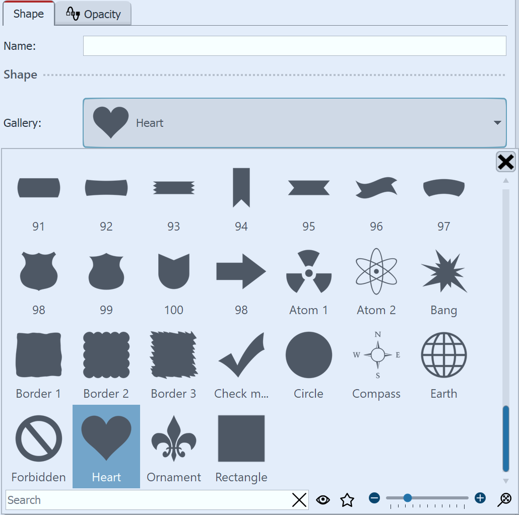 Settings for special shape