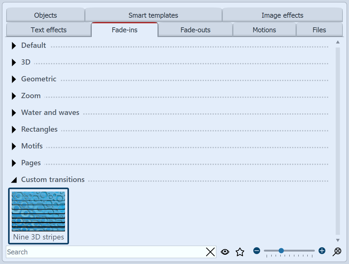 Custom transition in the Toolbox