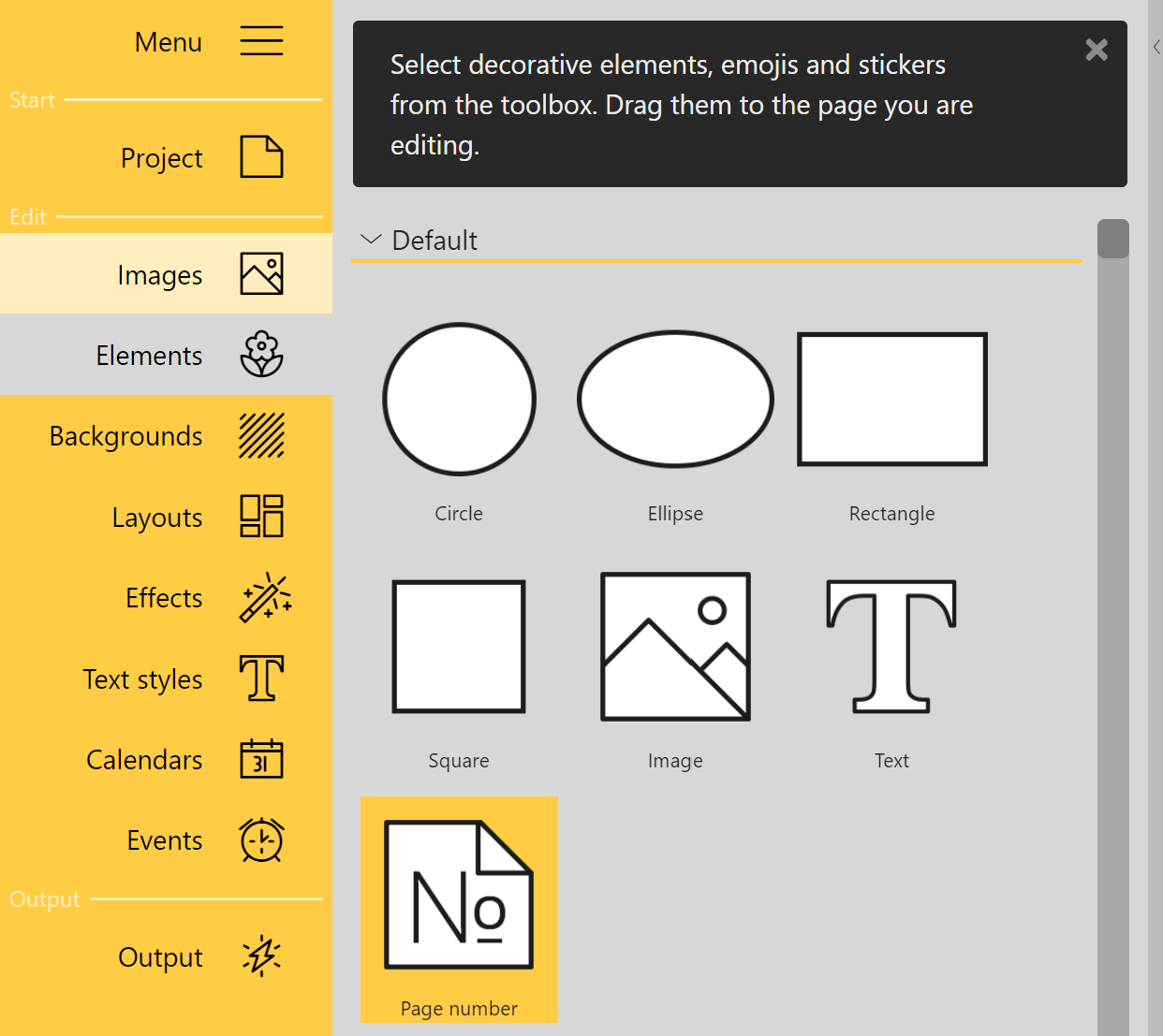 Page number element