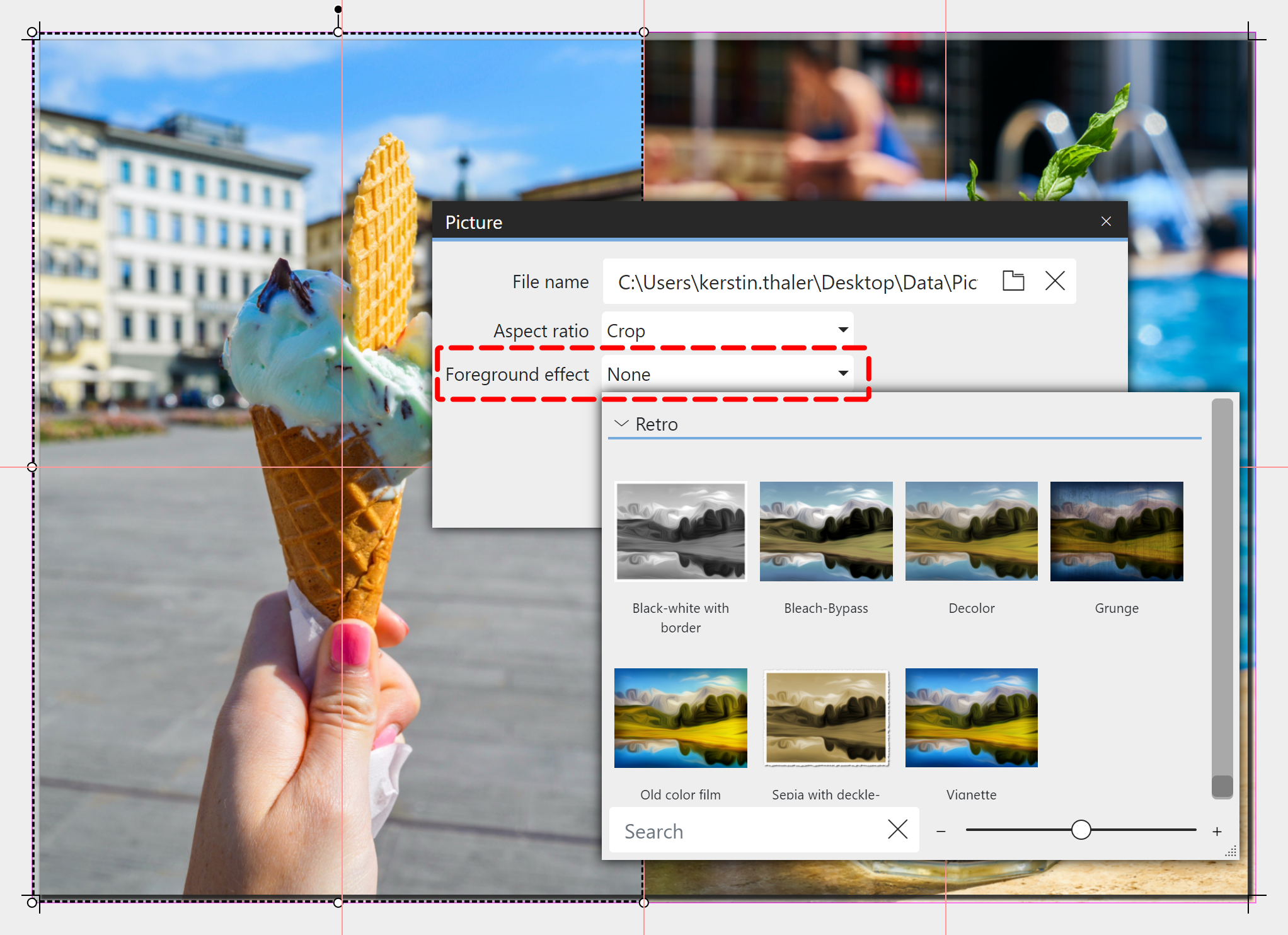 Assigning image effect via Properties