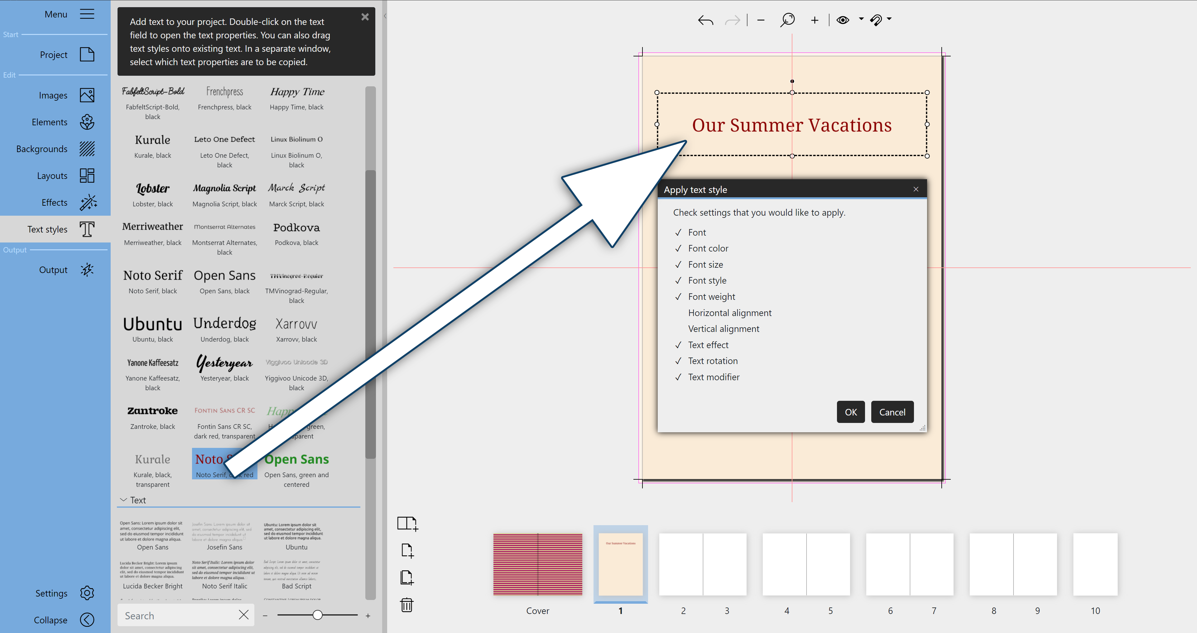 Apply new text style and inherit properties