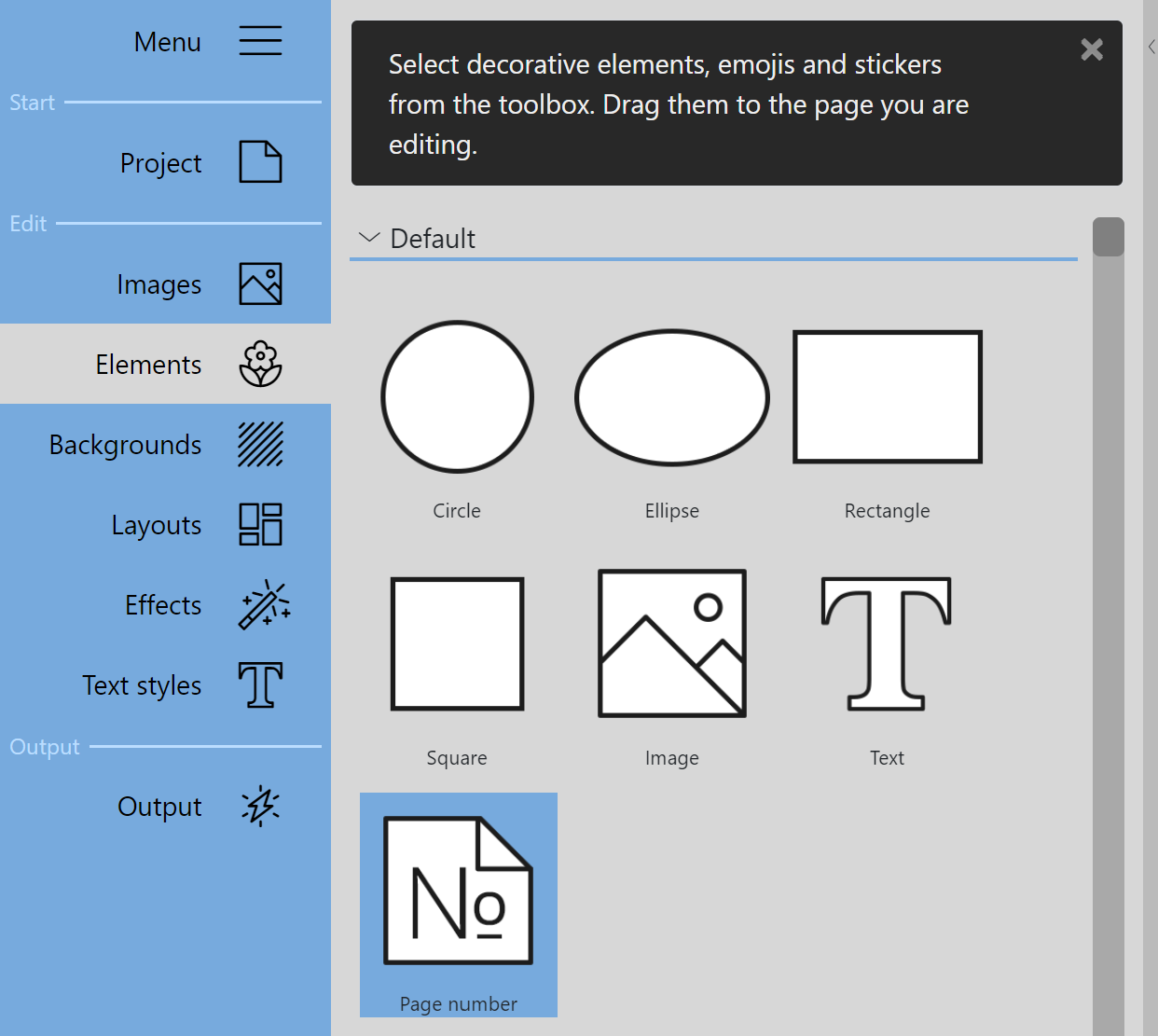 Page number element